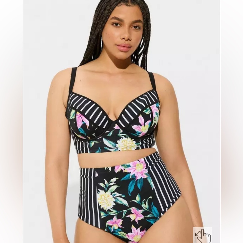 Set! Torrid sz 3 Breezy Tropical Perfect Stripe Underwire Top Bottom 3X